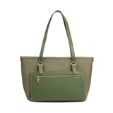 Olive Textured Tote Bag with Zip Closure and Front Pocket