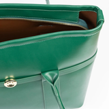 Green Zip-Closure Tote Bag with Top Handles