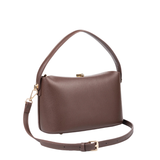 Brown Twist-Lock Handbag with Adjustable Shoulder Strap