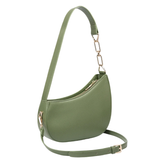 Green Zip-Closure Handbag with Chain Strap