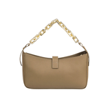 Olive Twist-Lock Flap Handbag with Chain Handle