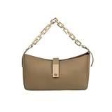 Olive Twist-Lock Flap Handbag with Chain Handle