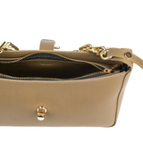 Olive Twist-Lock Flap Handbag with Chain Handle