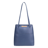 Navy Zip-Closure Tote Bag with Dual Strap Handles
